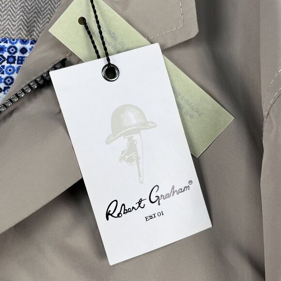 NWT Robert Graham Classic Fit Turbo Woven Out Tan Jacket Sz Medium - Picture 7 of 8